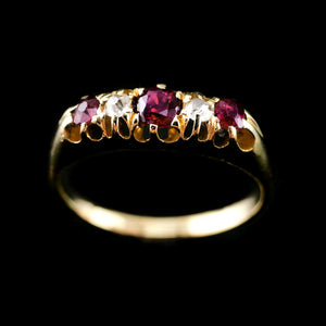 ヴィクトリア時代 18金 ルビーとダイヤモンドリング 指輪 「リヴィエール」 英国アンティークス