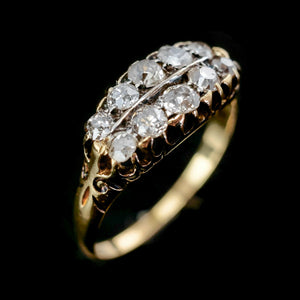 ヴィクトリア時代 2列のダイヤモンドボートリング 指輪 英国アンティークス