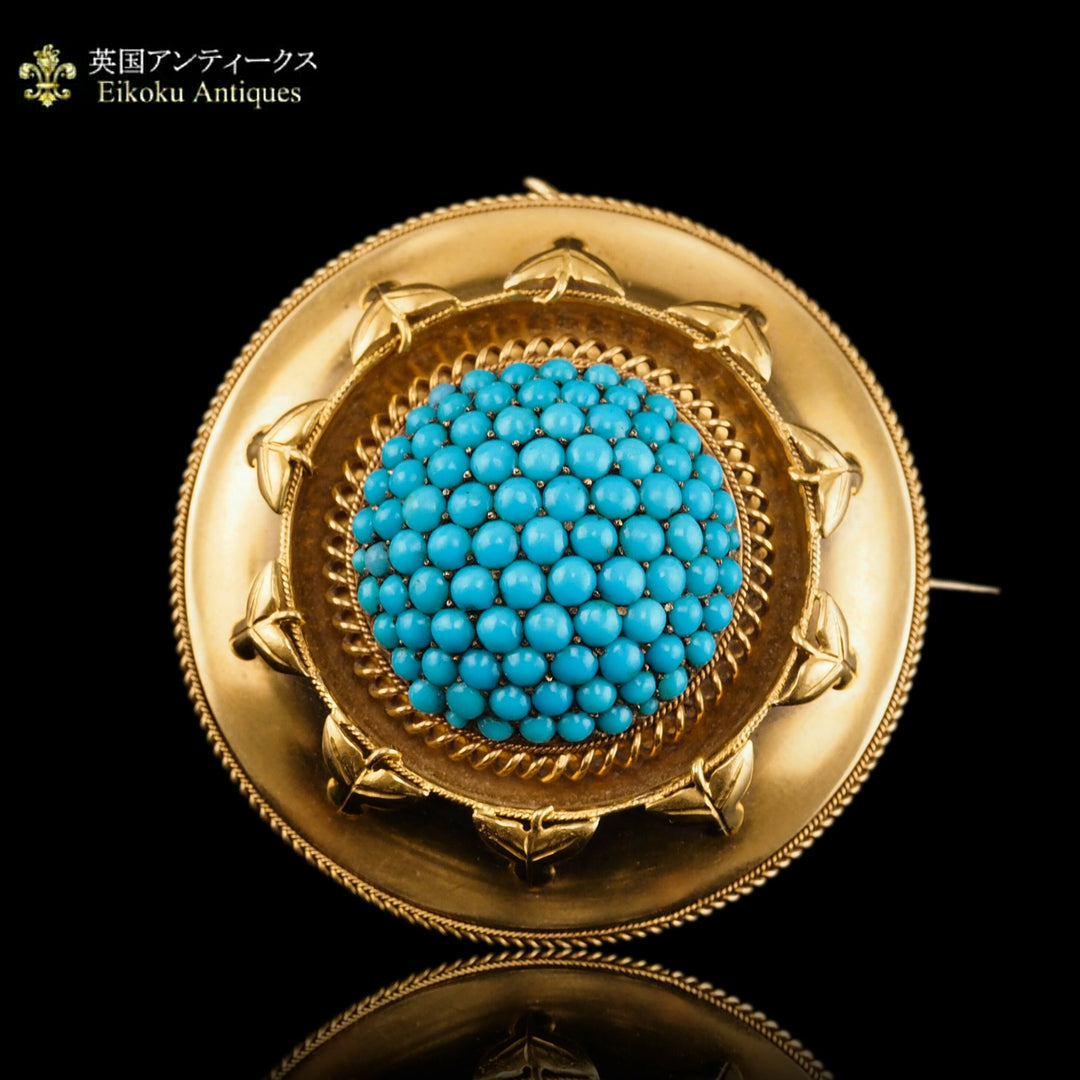 ターコイズ ゴールド ペンダント ネックレス ブローチ『ヴィクトリアン 