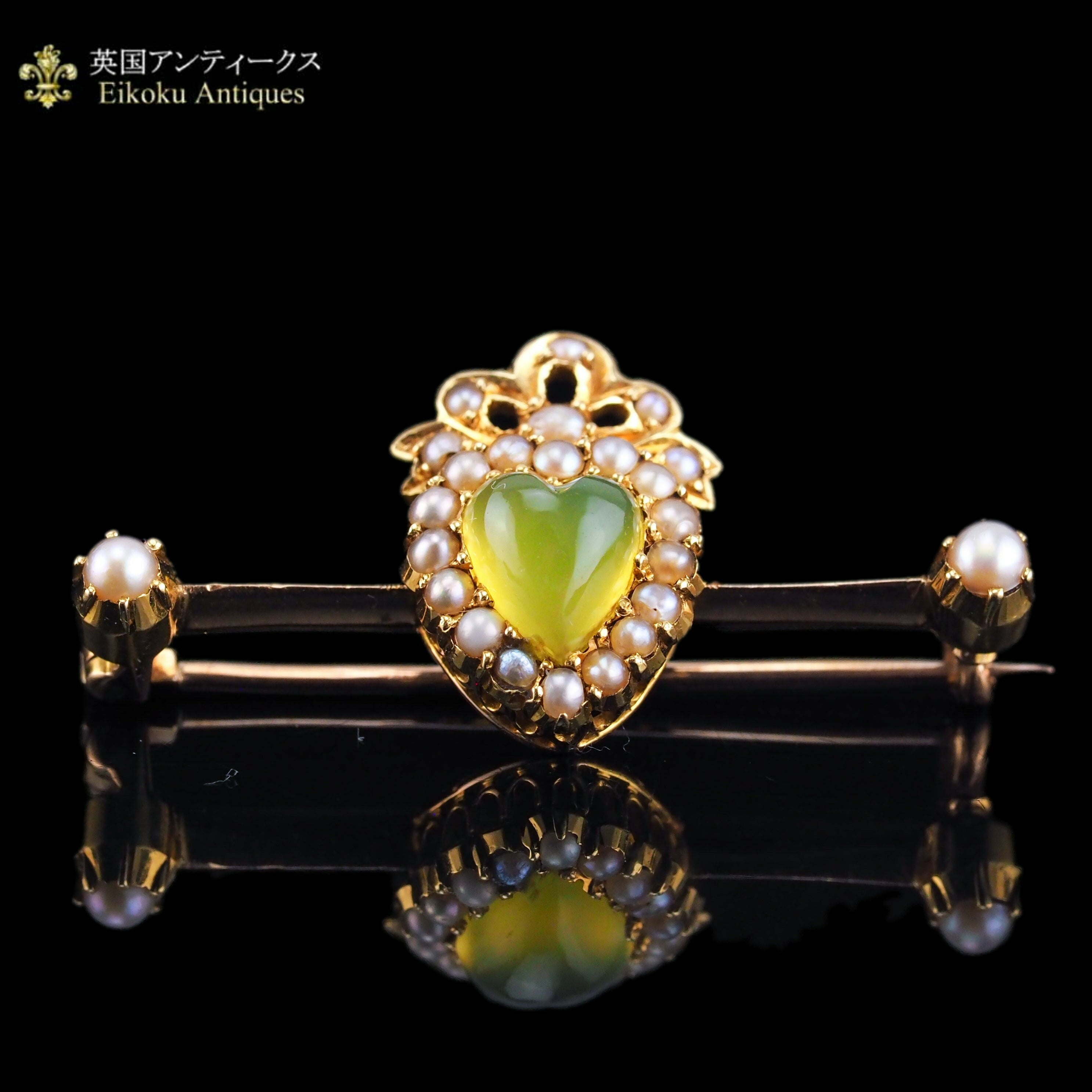 シードパールとカルセドニー ブローチ『ヴィクトリアンハート