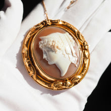 画像をギャラリービューアに読み込む, 18金 ゴールド 女神ヘラ  カメオ ネックレス ブローチ - 英国アンティークス