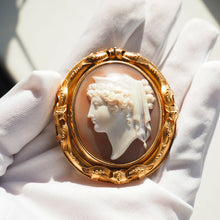 画像をギャラリービューアに読み込む, 18金 ゴールド 女神ヘラ  カメオ ネックレス ブローチ - 英国アンティークス