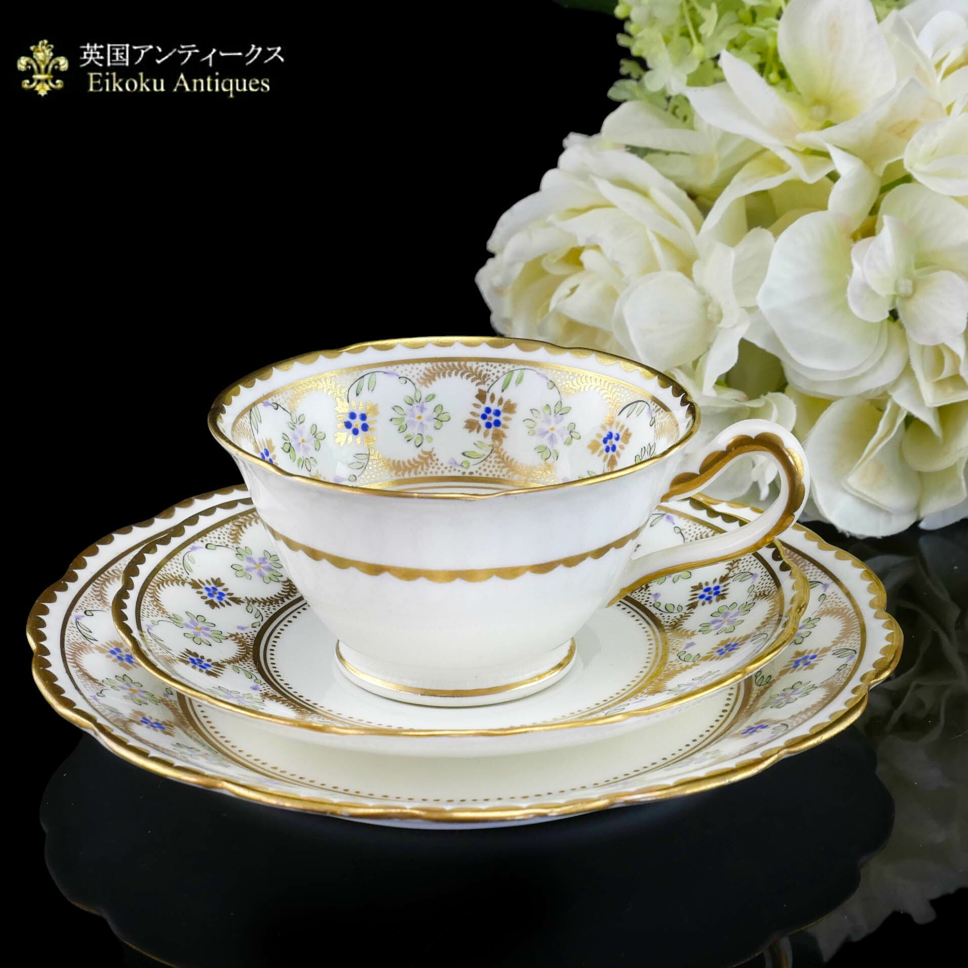 【英国購入アンティーク】1920年代　  花柄 トリオ 英国購入アンティーク】1920年代 花柄 トリオ 英国購入