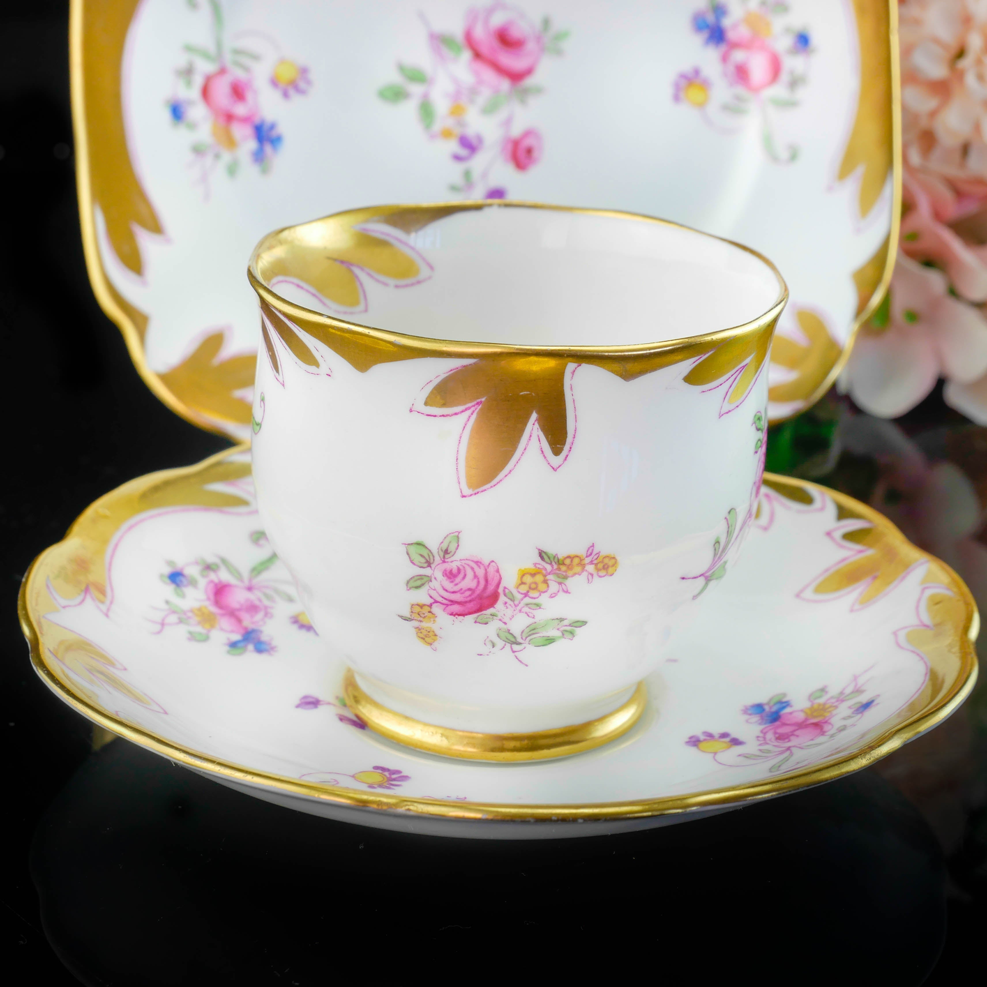 ロイヤルアルバート  エメラルドグリーン　ピンクの薔薇　2トリオ　③④ ロイヤル・アルバート ニューカントリーローズ（ピンク