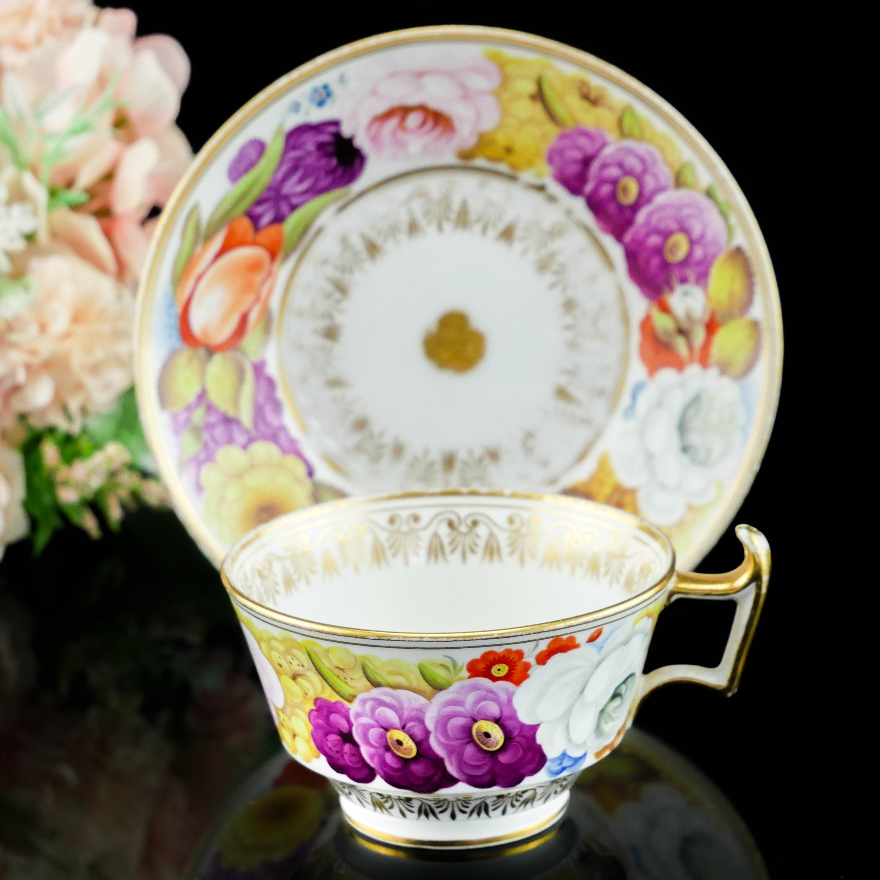 伝統・本物】スポード『大輪の花』アンティーク カップ＆ソーサー