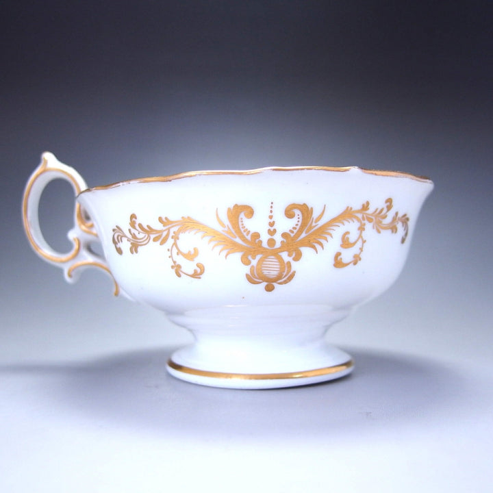 伝統-本物-コールポート-典型的な青-縁-金彩-華絵 - 英国アンティークス