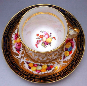 典型的なコバルト-金彩-華絵-果物 - 英国アンティークス