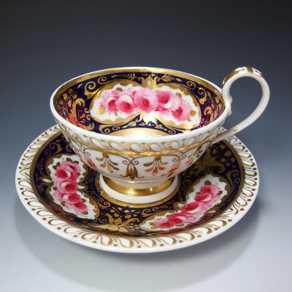 伝統-本物-リッジウェイ-典型的なコバルト-金彩-華絵-10 - 英国  