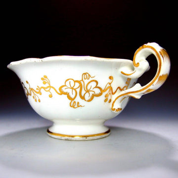 コールポート-典型的な青縁金彩華絵 -木の葉のリム - 英国アンティークス