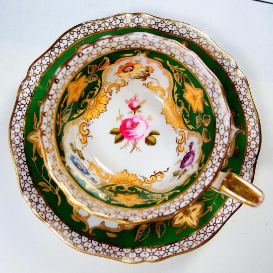 伝統-本物-典型的な縁-金彩-華絵-リッジウェイ-ロンドンシェイプ - 英国アンティークス