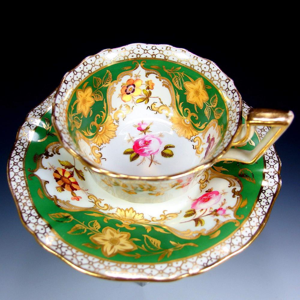 伝統-本物-典型的な縁-金彩-華絵-リッジウェイ-ロンドンシェイプ - 英国アンティークス