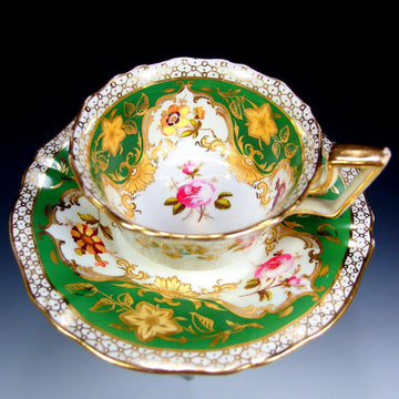 伝統-本物-典型的な縁-金彩-華絵-リッジウェイ-ロンドンシェイプ - 英国アンティークス