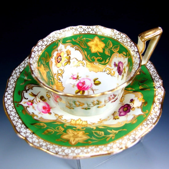 伝統-本物-典型的な縁-金彩-華絵-リッジウェイ-ロンドンシェイプ - 英国アンティークス
