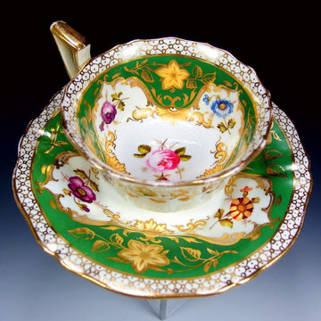 伝統-本物-典型的な縁-金彩-華絵-リッジウェイ-ロンドンシェイプ - 英国アンティークス