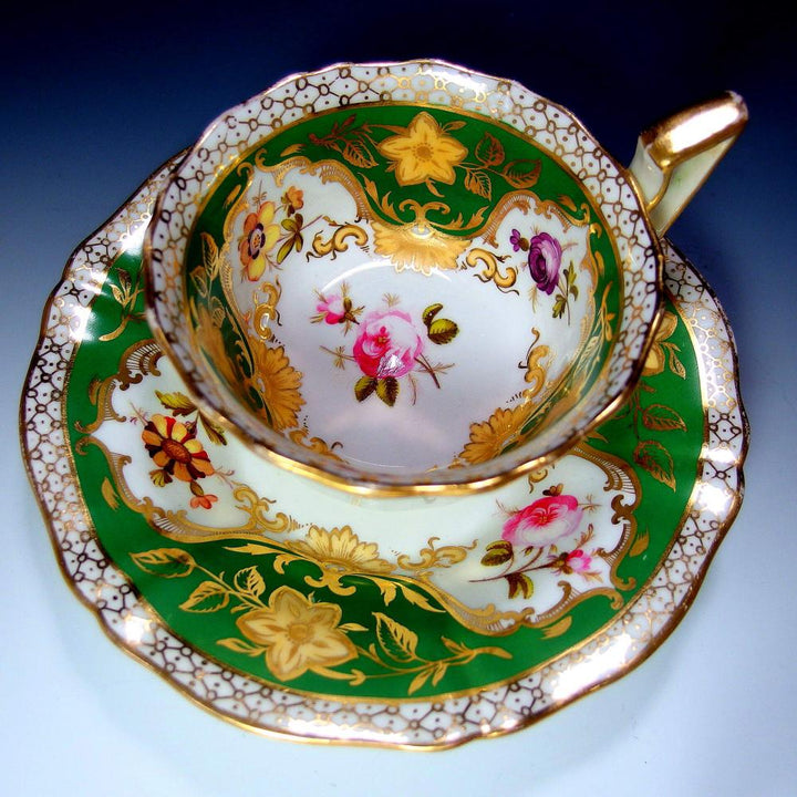 伝統-本物-典型的な縁-金彩-華絵-リッジウェイ-ロンドンシェイプ - 英国アンティークス