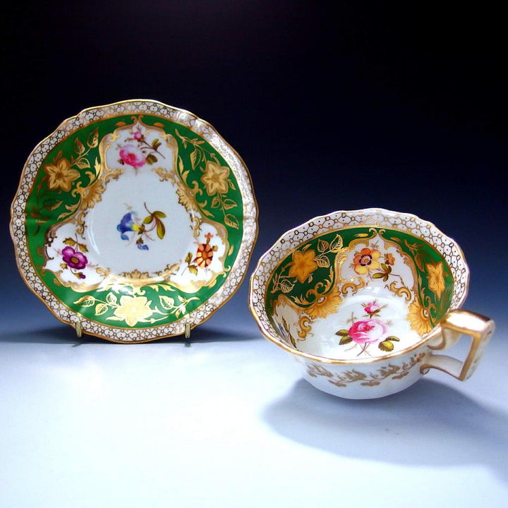 伝統-本物-典型的な縁-金彩-華絵-リッジウェイ-ロンドンシェイプ - 英国アンティークス