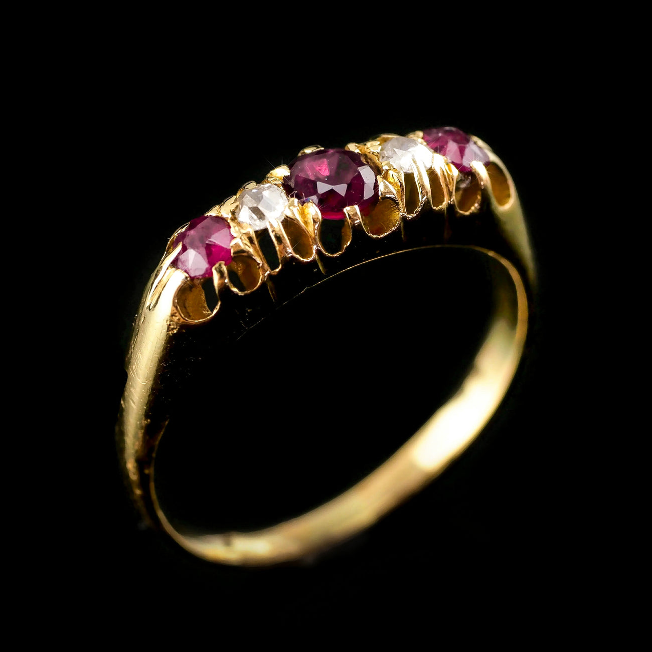 ヴィクトリア時代 18金 ルビーと& ダイヤモンドリング 指輪 
