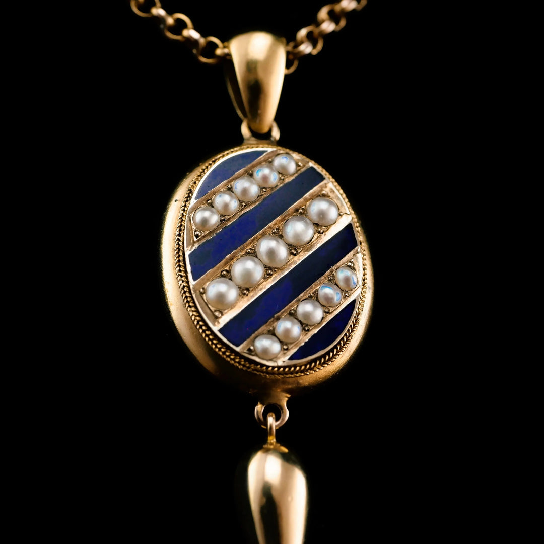 ゴールド、エナメル & パールのロケット （ヴィクトリア朝時代） 英国 
