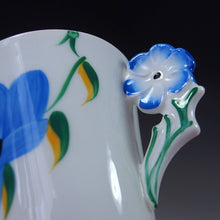 画像をギャラリービューアに読み込む, 青い花のフラワーハンドル - 英国アンティークス