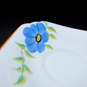 青い花のフラワーハンドル - 英国アンティークス