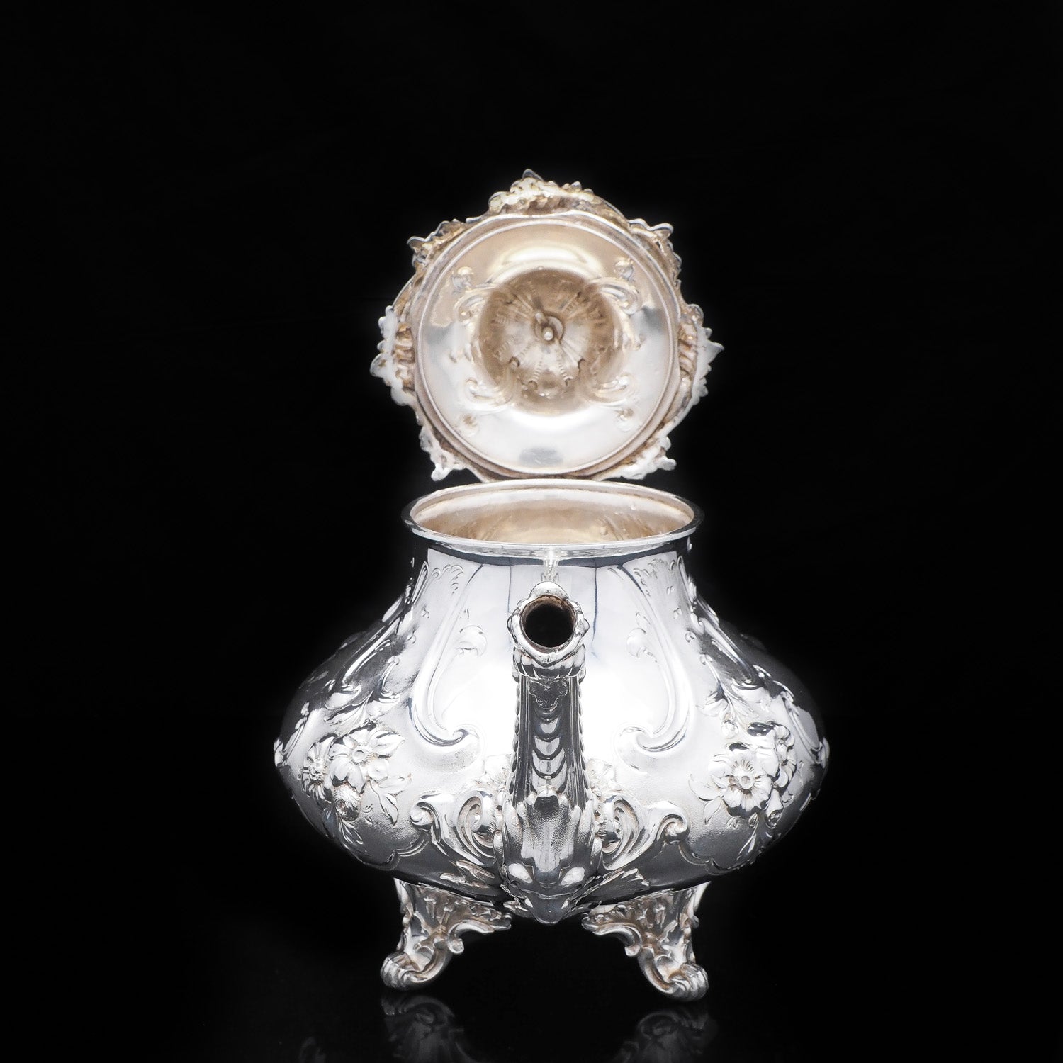 アンティーク純銀ティーポット アンティーク 1799年 純銀製 風格のティーポットスタンド (g4