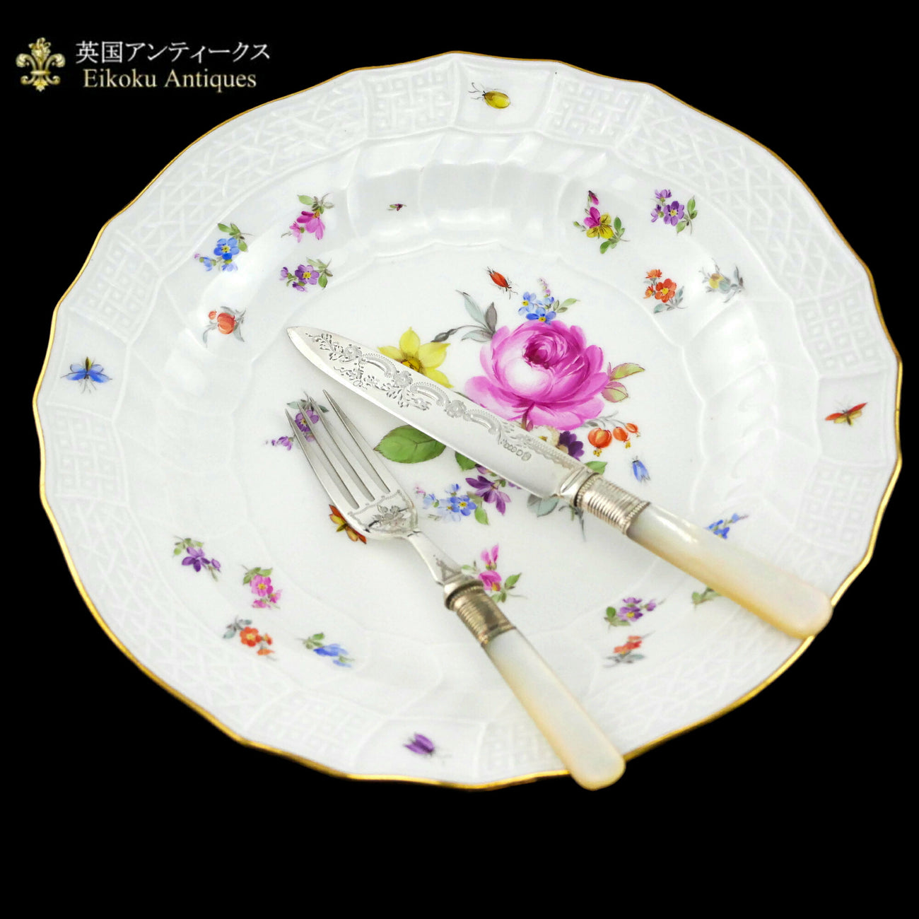 200年物-シルバープレート-白蝶貝-ナイフ-フォーク-6本セット