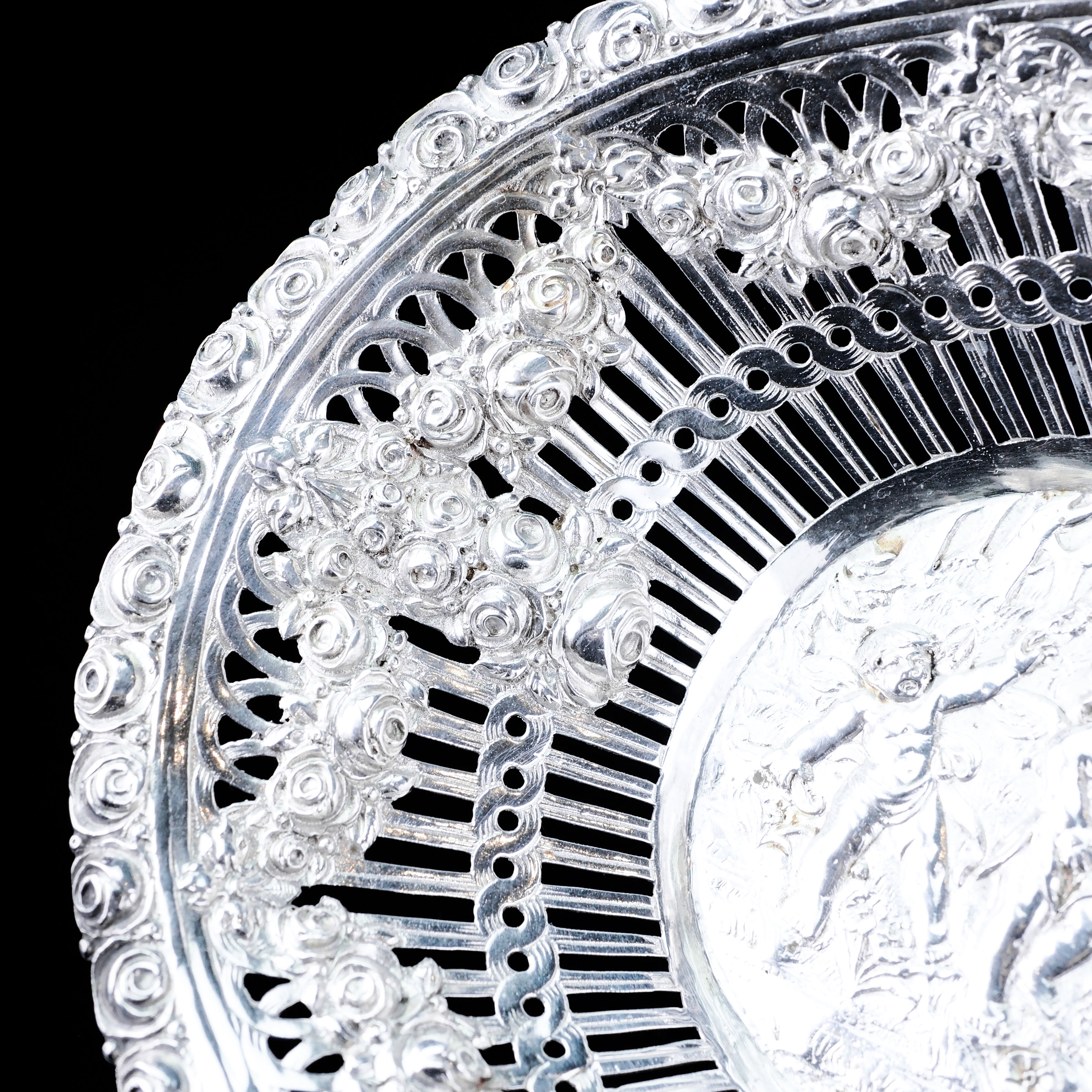 スターリングシルバーバスケットアンティーク純銀