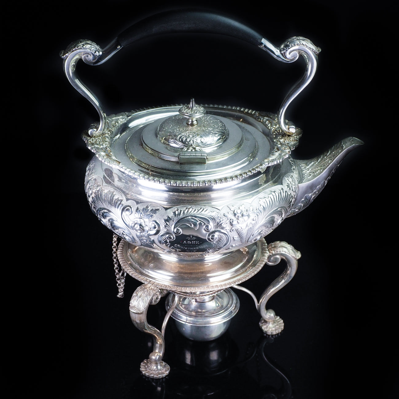 スターリング-シルバー-純銀-アンティーク-ティーケトル - 英国