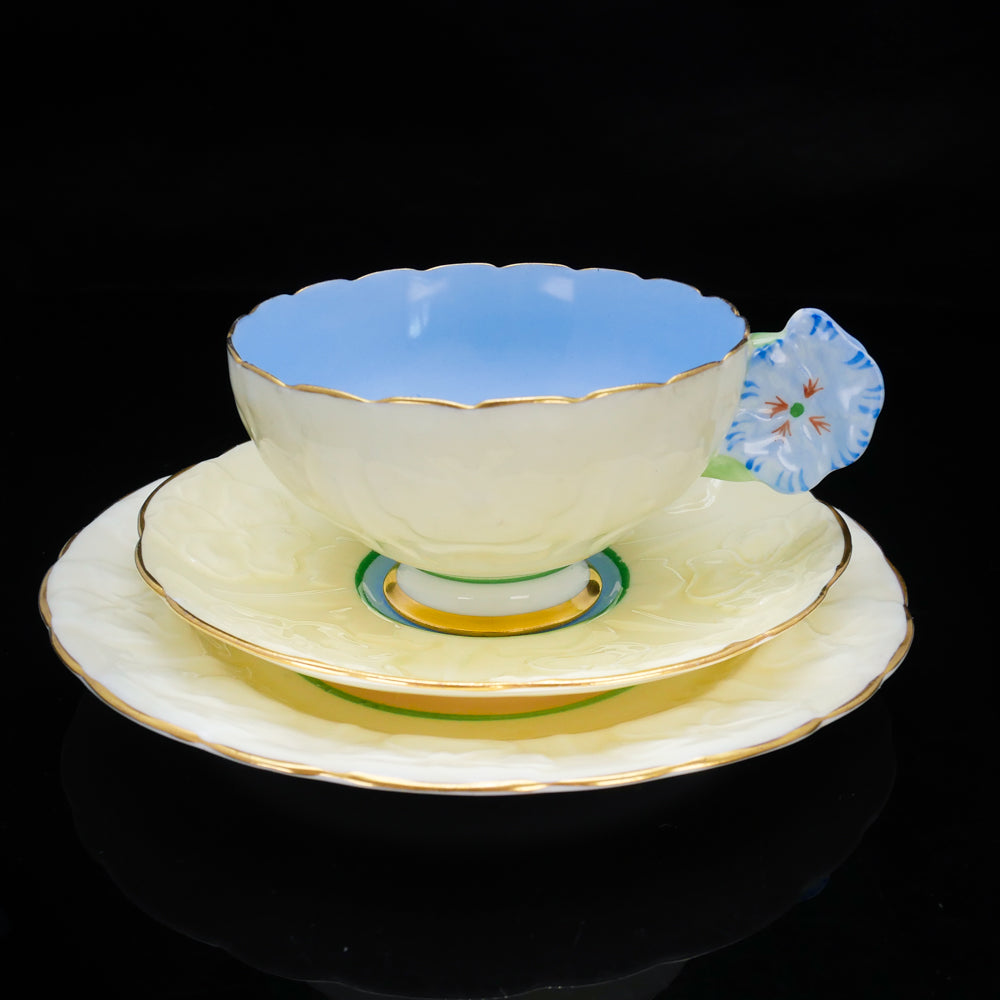 パラゴン アンティークカップ　フラワーハンドル トリオ ParagonFlowerHandleCupBlue1re_